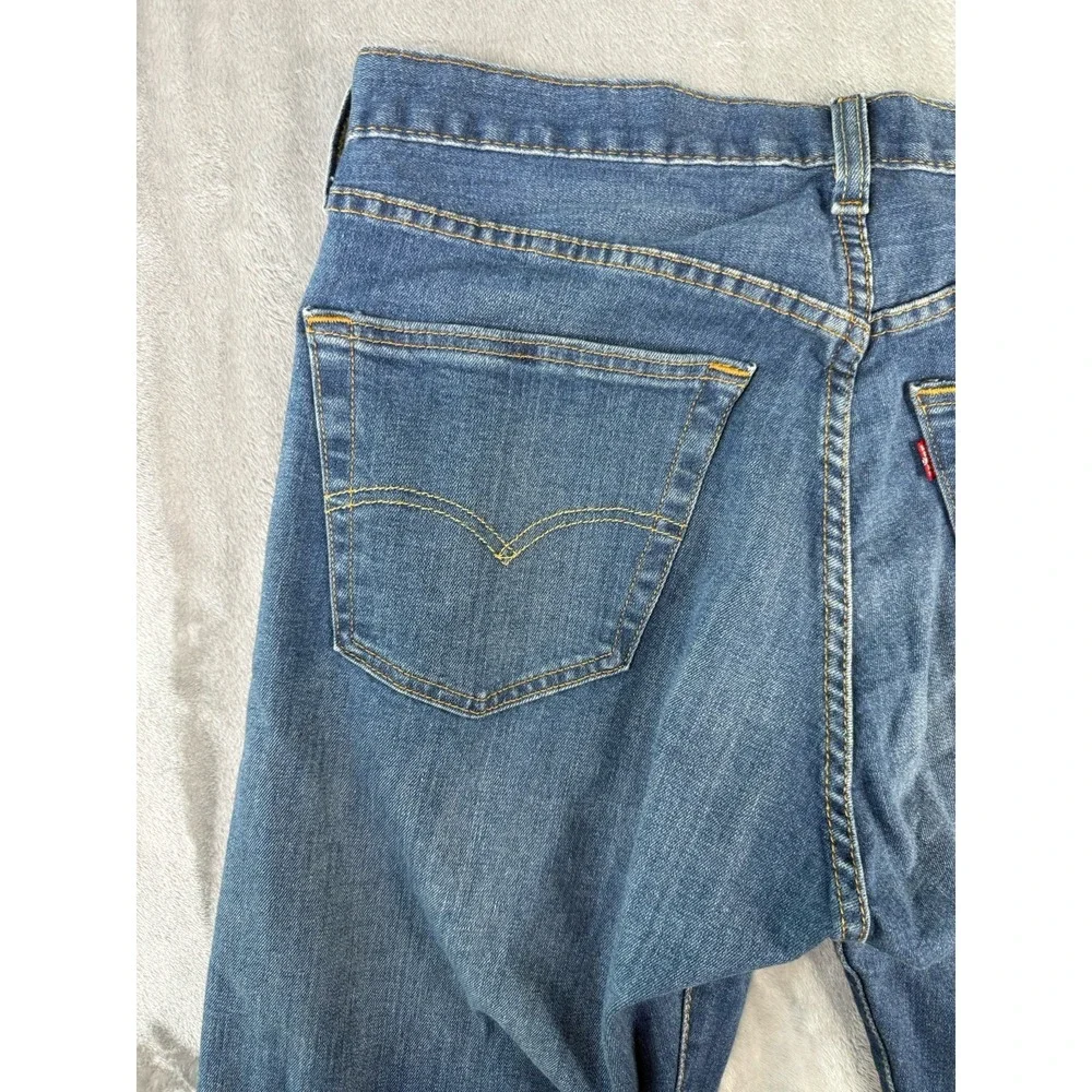 Levis 501 Premium Jeans Men 34x31 1/2 Blue Straight Leg Button Fly Dark Wash